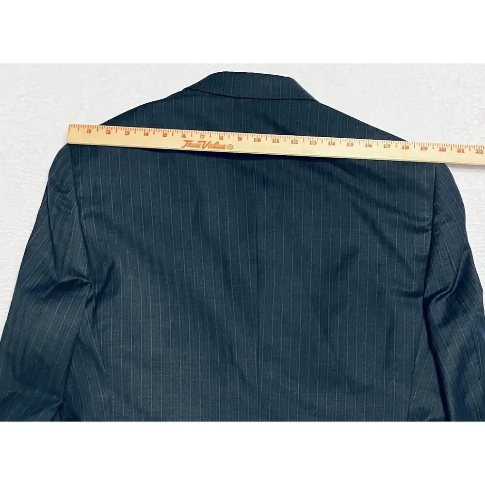 Hart Schaffner Marx Gold Trumpeter Blue Pinstripe Wool Sport Coat 44L 44 Long